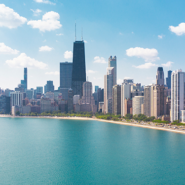 A picture of the Chicago waterfront, where the ASCO Annual Meeting will take place June 3-7, 2022.